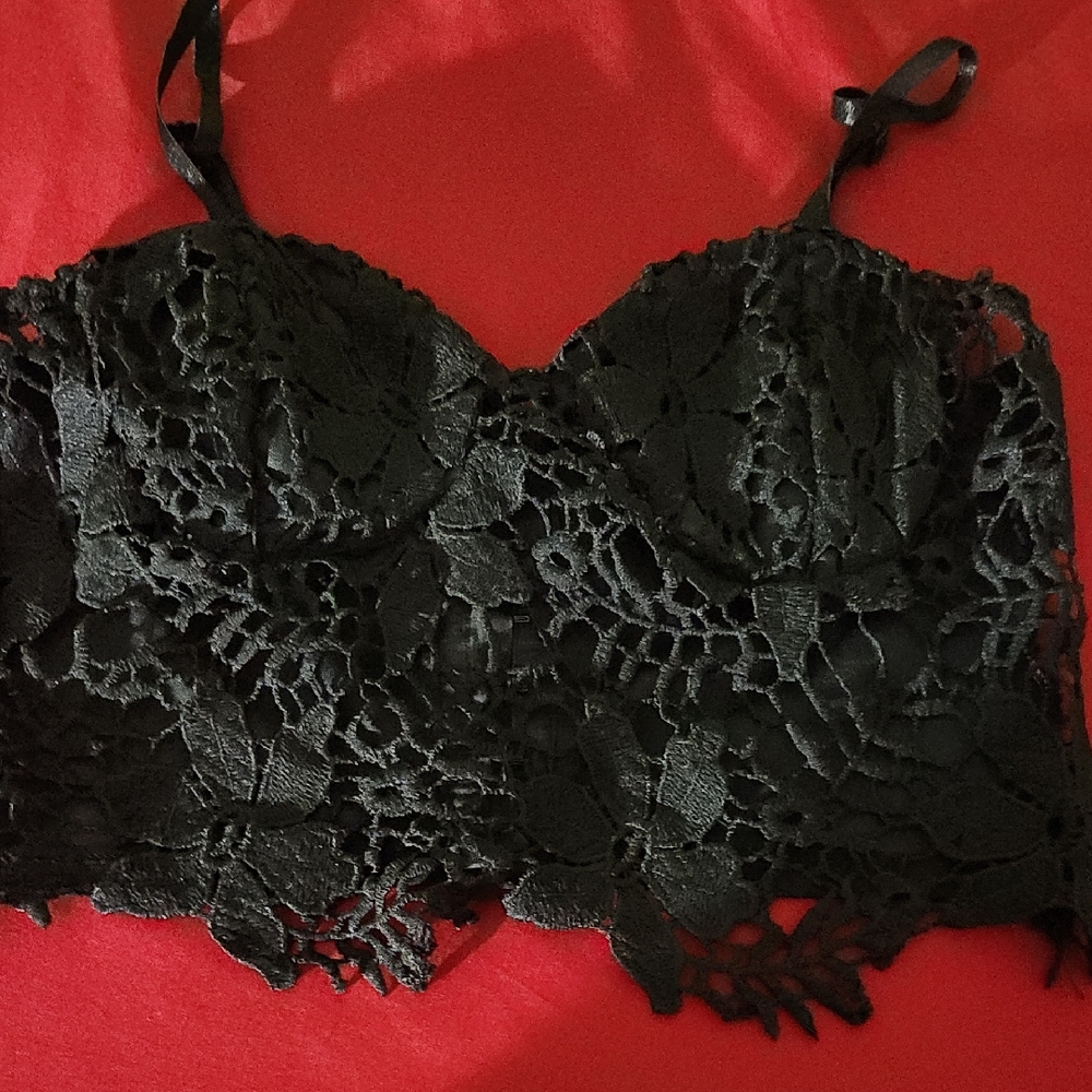 Charlotte Russe Black Floral Lace Bralette